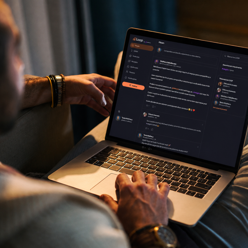 Fórum e perfis de pessoas dentro da comunidade LOOP